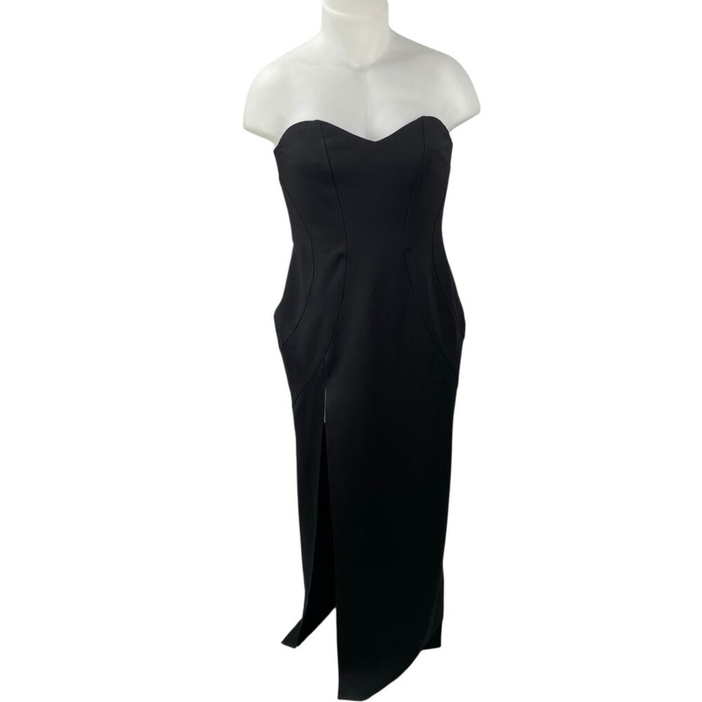 NEW Showpo Oriella Panelled Thigh Split Strapless Bandeau Maxi Bodycon Dress 14